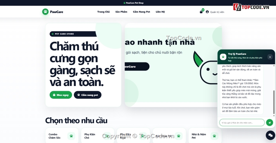 AI,thú cưng,web bán phụ kiện